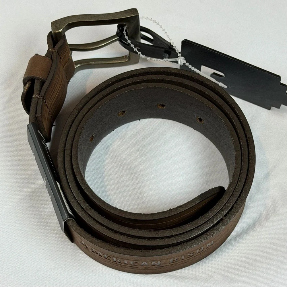 American Bison‎ 100% Genuine Leather Dark Brown Leather Belt-Size 36